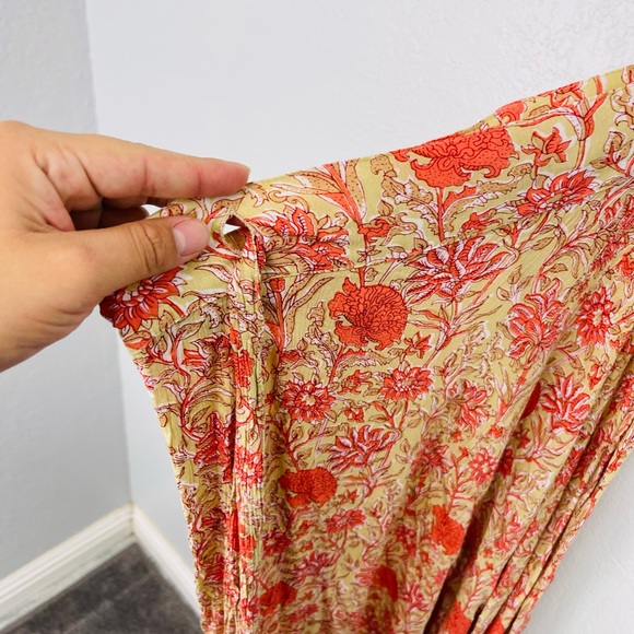 BEACHGOLD Orange Floral Beach Wrap Midi Skirt - Picture 8 of 9